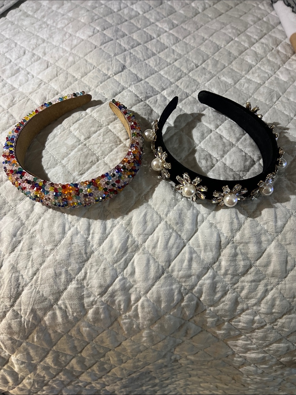 Beaded Rainbow & Pearl Jeweled Headbands - 2 Pack